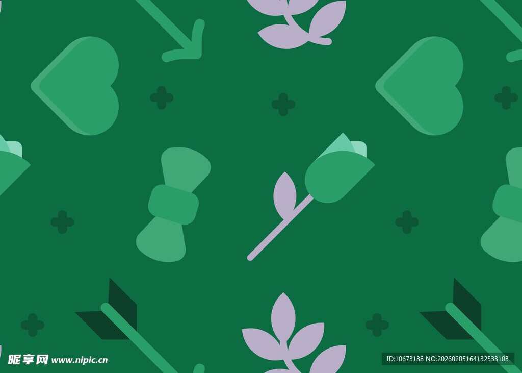 绿色花卉箭头图案背景