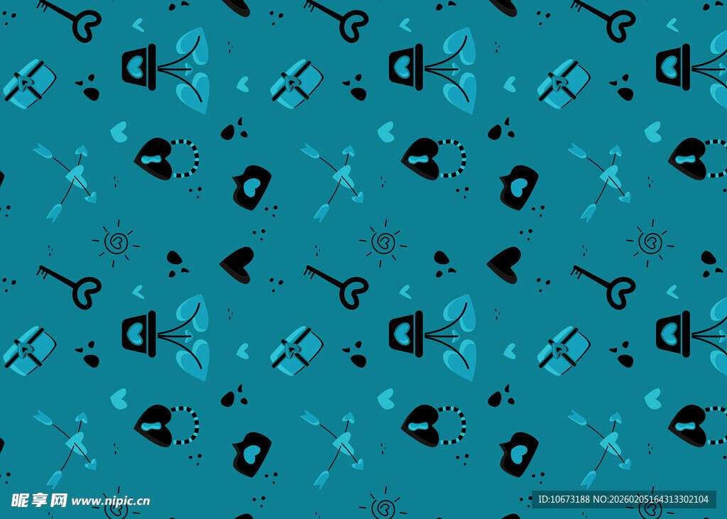 蓝底卡通图案无缝背景