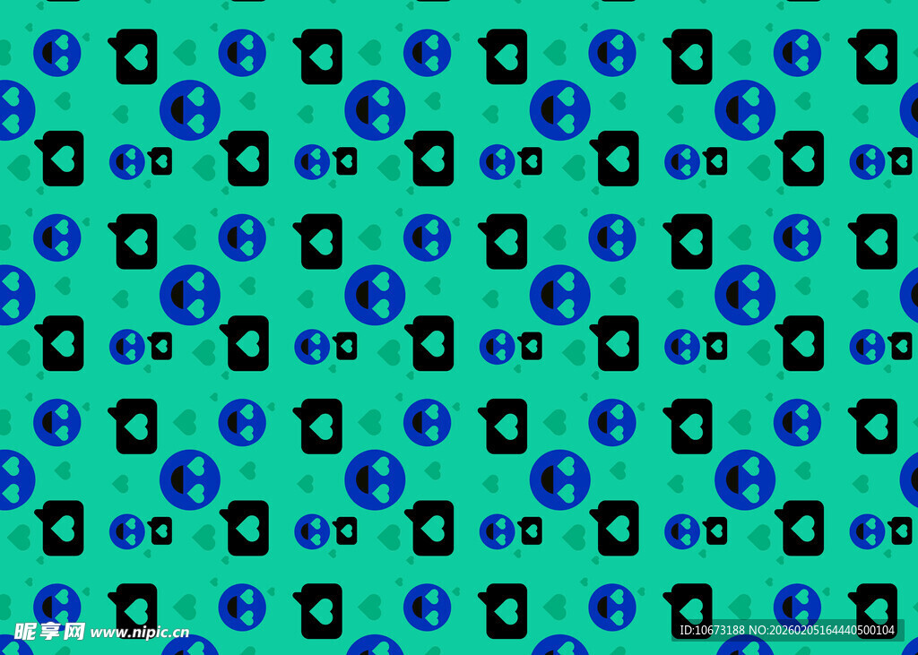 蓝绿背景下的重复图标图案