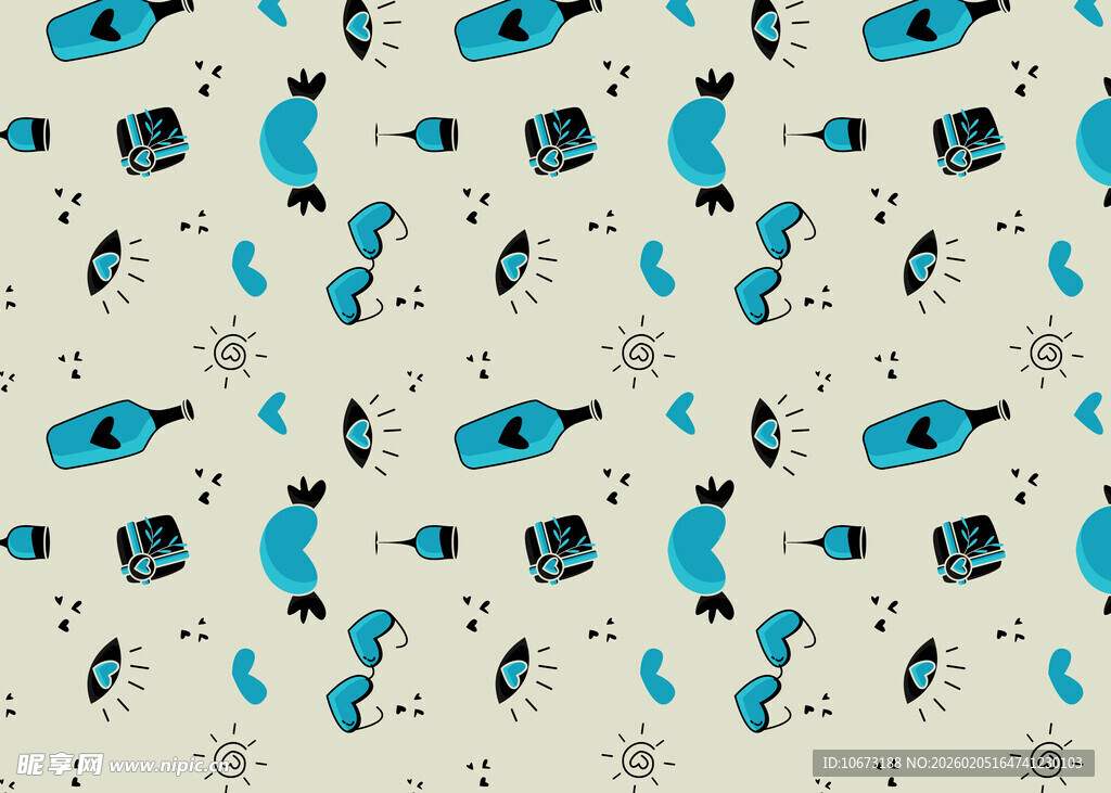 卡通风格科技元素无缝图案