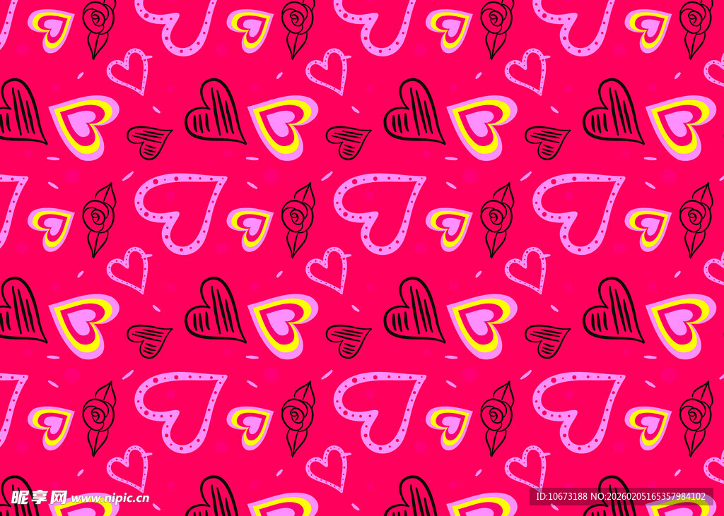 粉色爱心音符图案背景