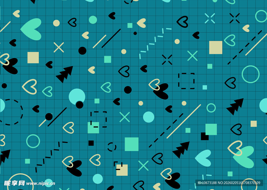 蓝底多彩几何图案背景