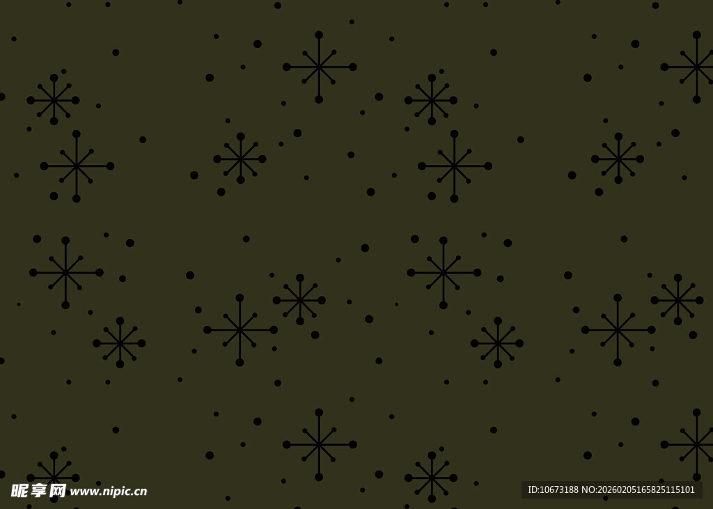 深绿底黑色雪花图案背景