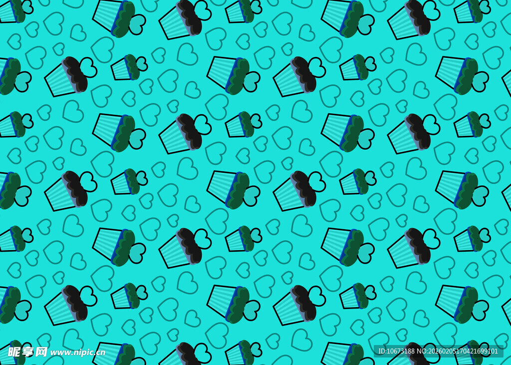 蓝绿色系耳机图案背景