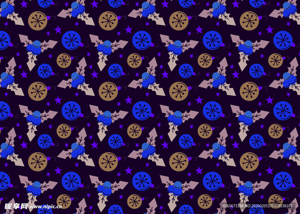 蓝色花卉图案织物纹理