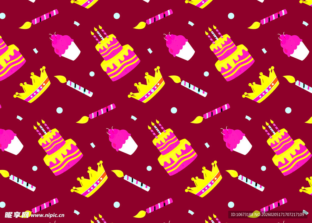 粉色背景卡通生日元素图案