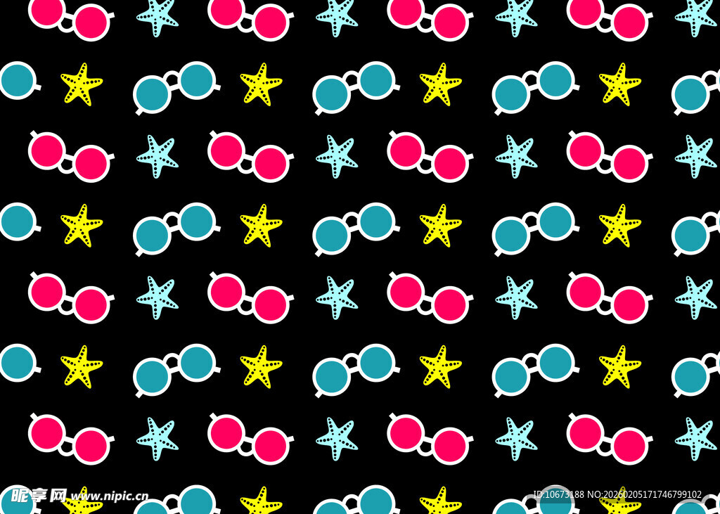 多彩眼镜星星图案背景