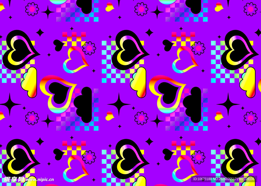 多彩波普风音乐元素图案