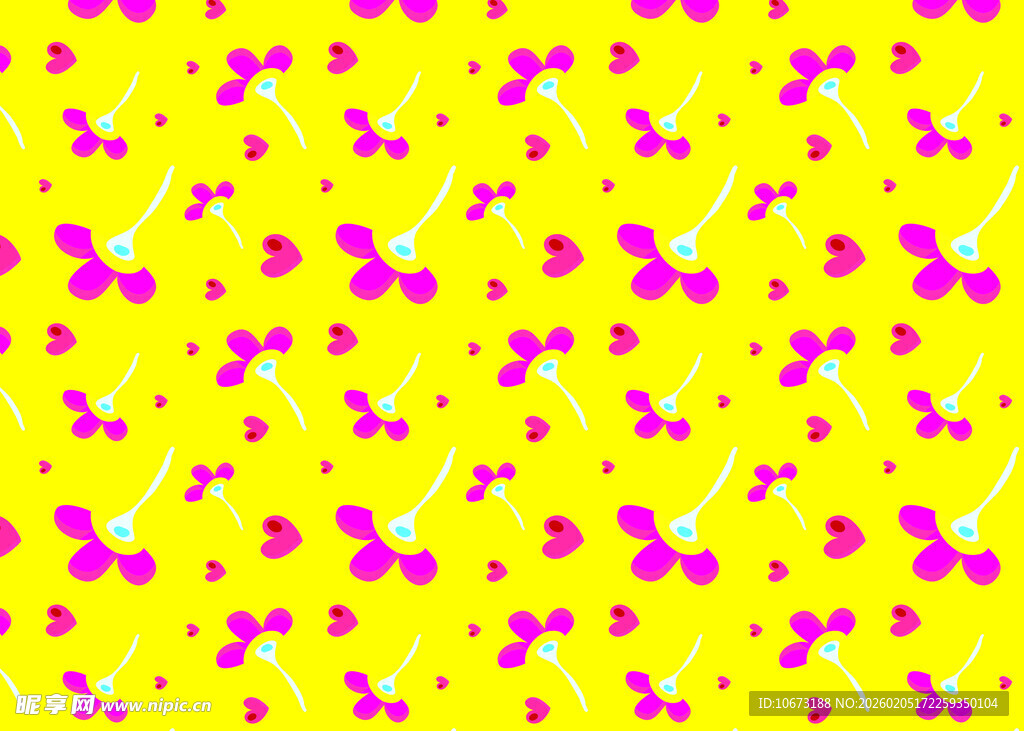 黄色背景粉色蝴蝶图案