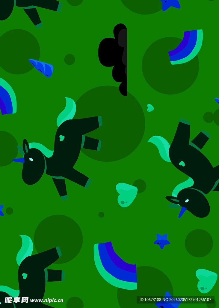 绿色背景上的卡通恐龙图案