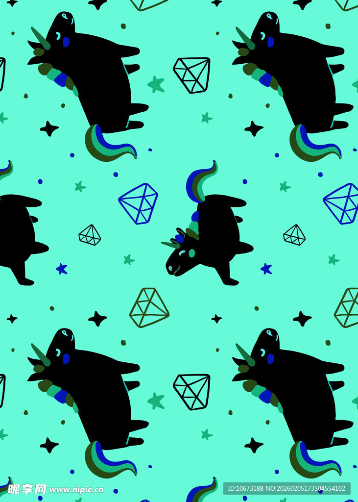 黑猫宝石图案背景设计