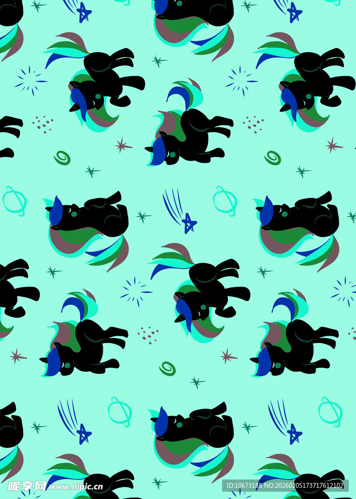 奇幻动物图案背景