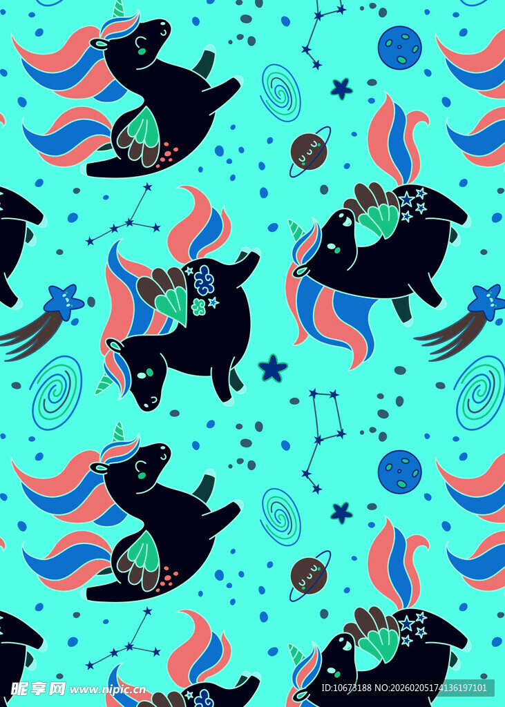 梦幻兔子星空图案背景