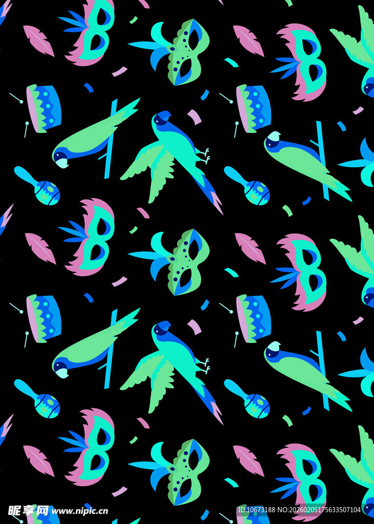 多彩飞机与符号图案背景