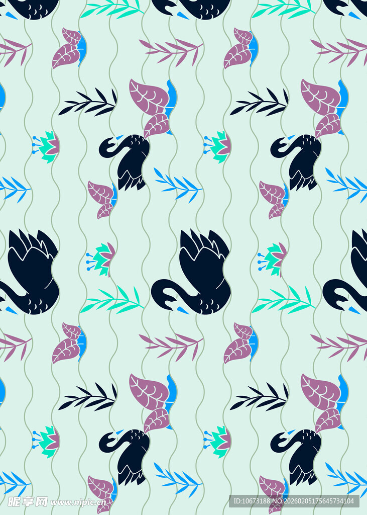 多彩鸟类图案的清新背景