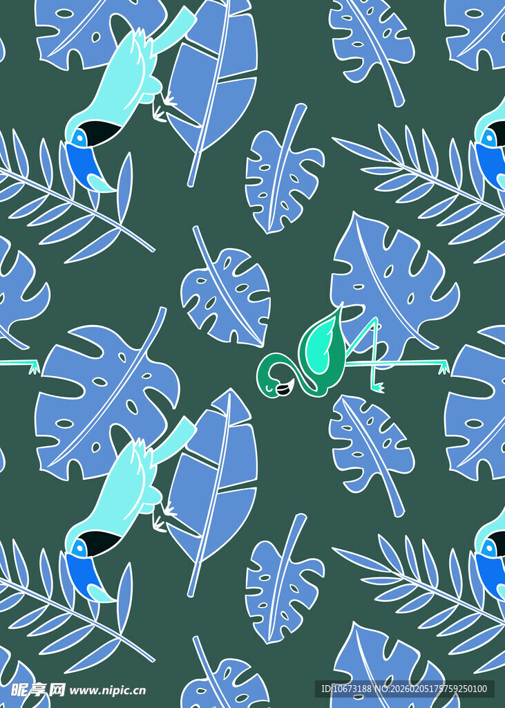 热带丛林中的青蛙与叶片