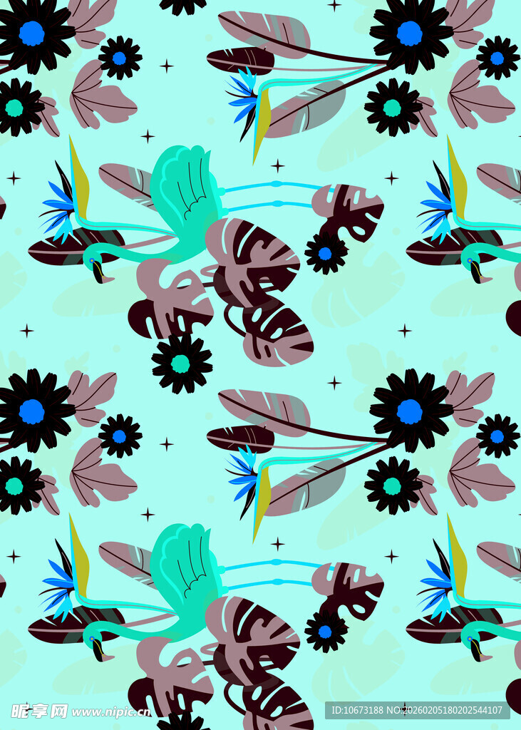 清新花卉昆虫图案设计