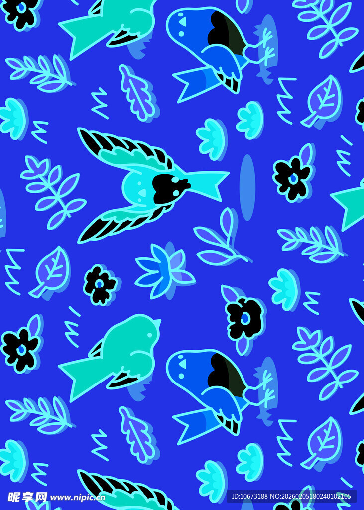 蓝色海洋生物图案背景