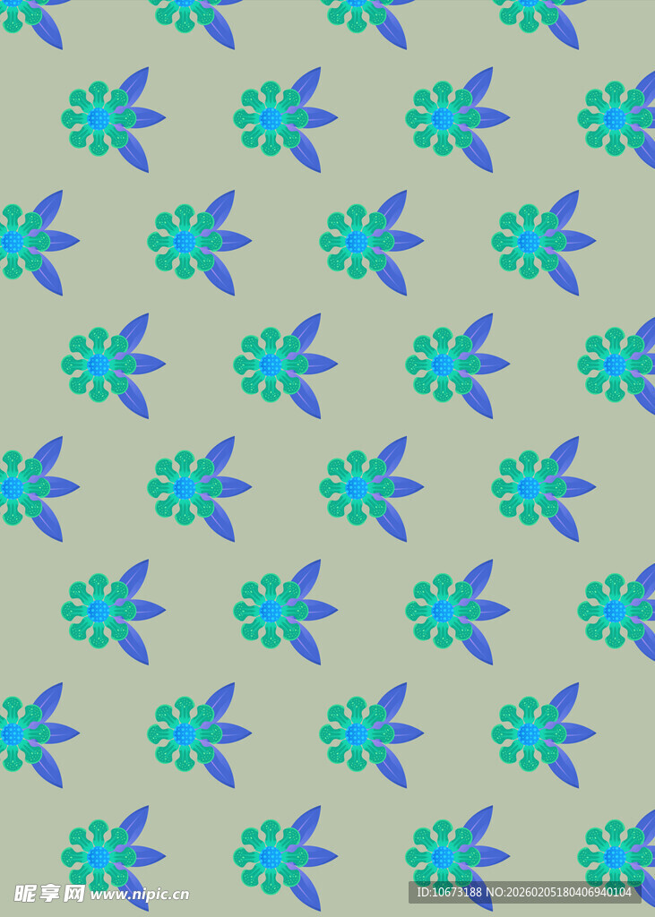 蓝绿相间花朵图案背景