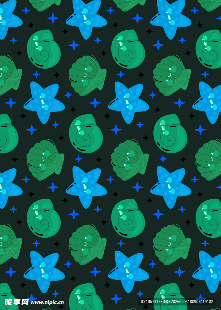 星星与绿脸图案背景