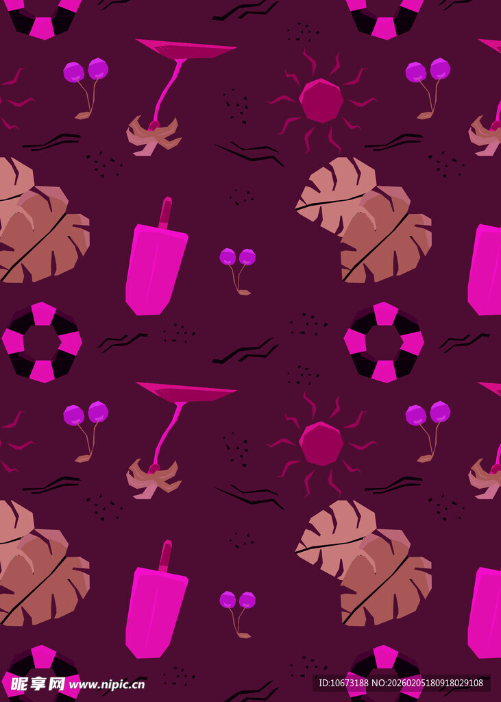 紫色调葡萄酒杯图案设计