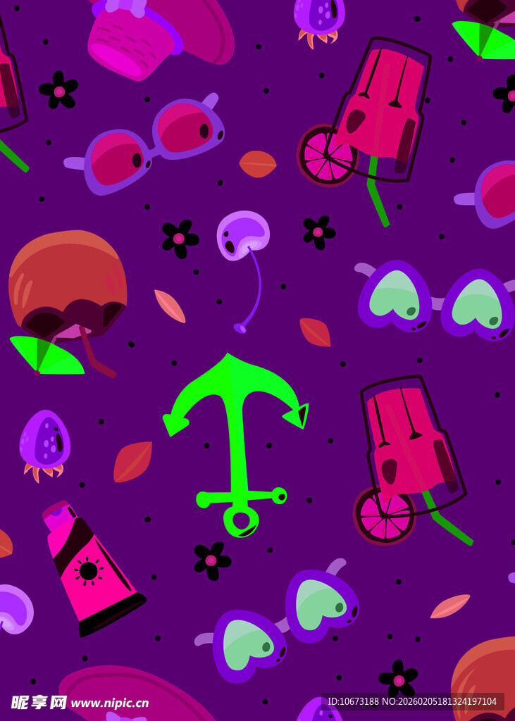 梦幻紫色宇宙卡通元素图