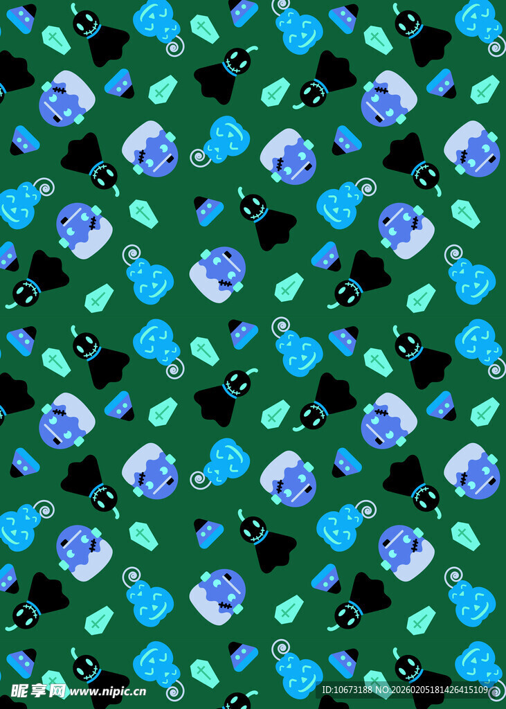 蓝绿花卉图案背景纹理