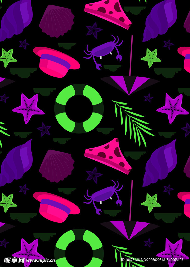 多彩梦幻太空元素图案