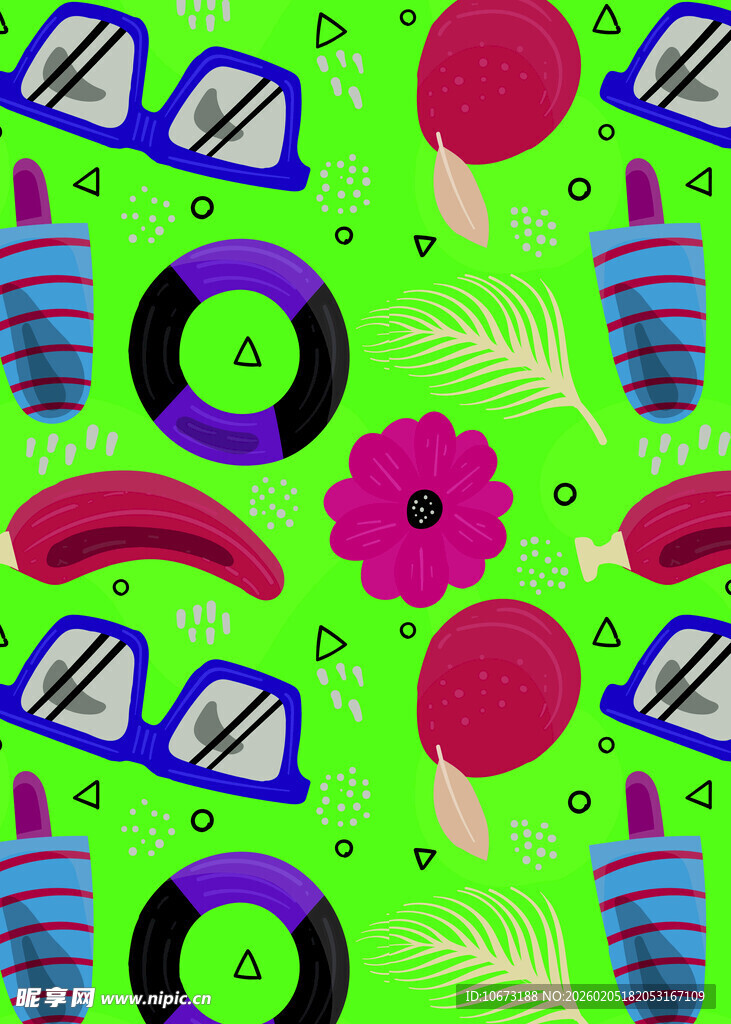 夏日缤纷度假元素图案