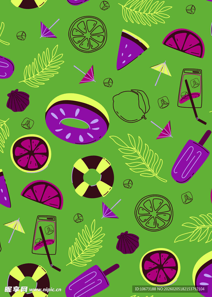 绿色背景的水果图案设计