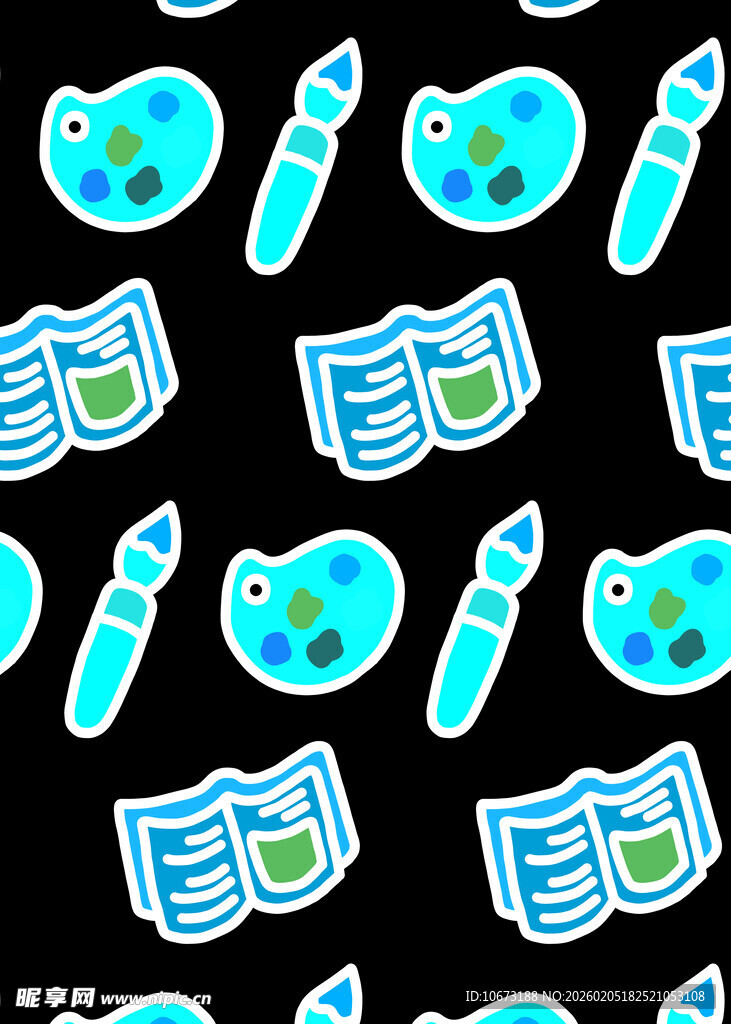 多彩绘画工具图案背景