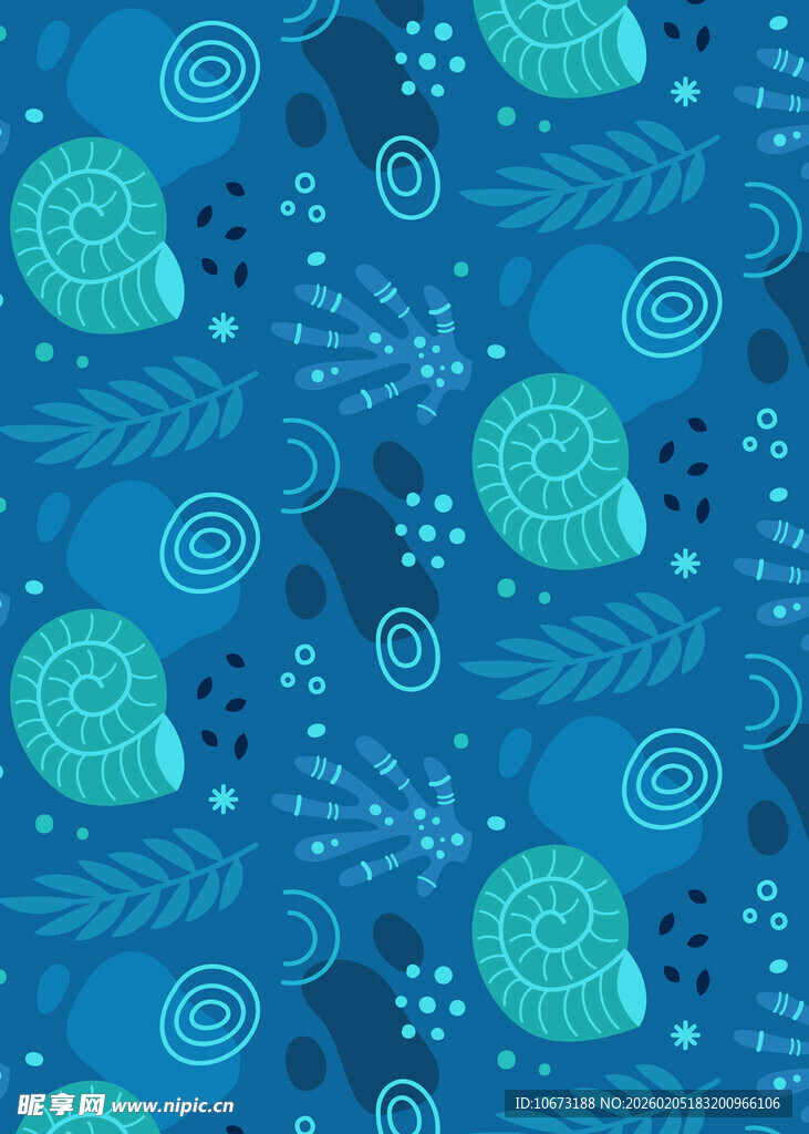 蓝绿海洋风章鱼图案背景