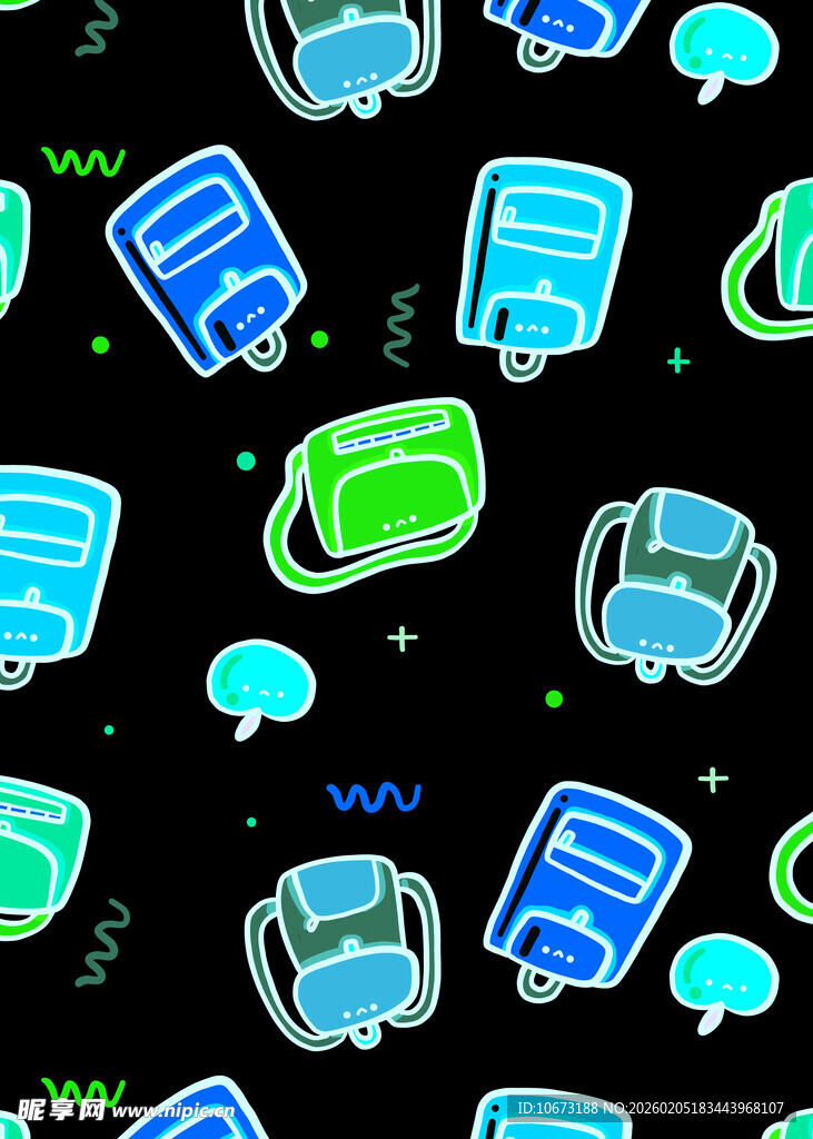 卡通电脑与对话气泡图案