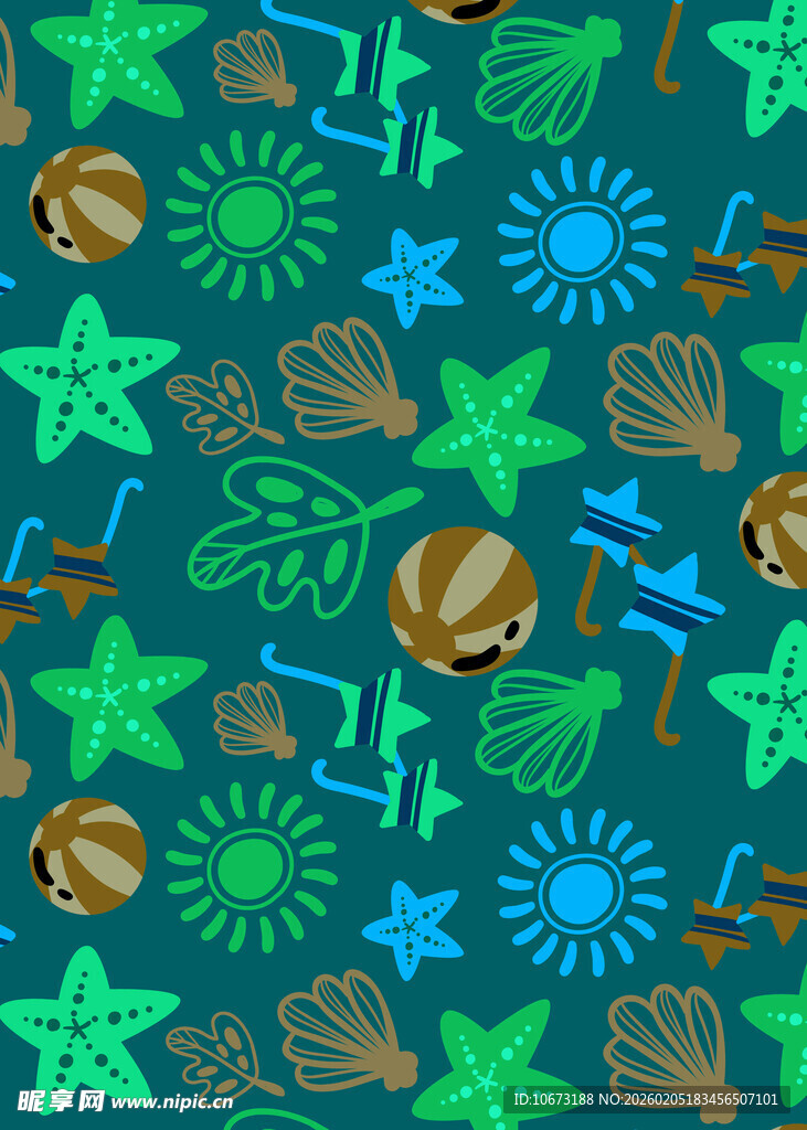海洋元素无缝图案背景
