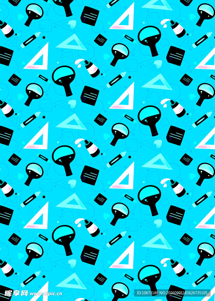 蓝色背景科技元素无缝图案