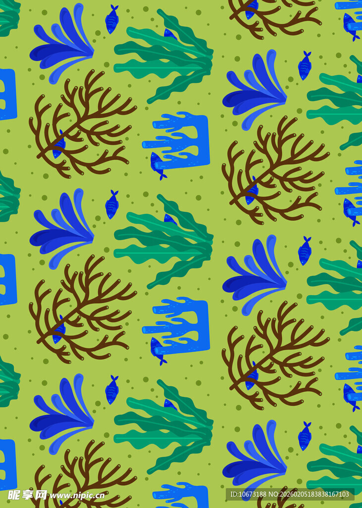 海洋植物图案背景纹理