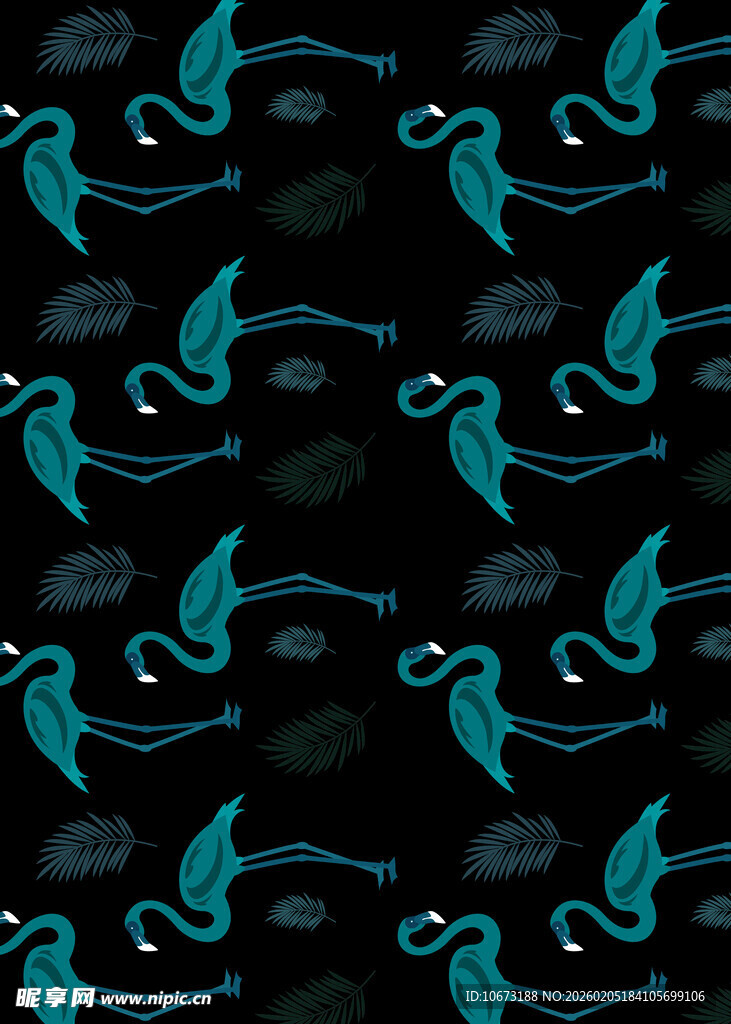 深蓝色飞鸟图案背景纹理