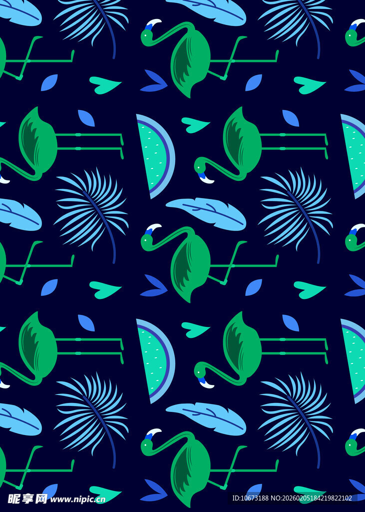 热带风情动植物图案背景