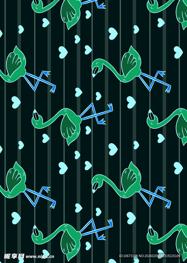 黑色底绿色植物图案纹理