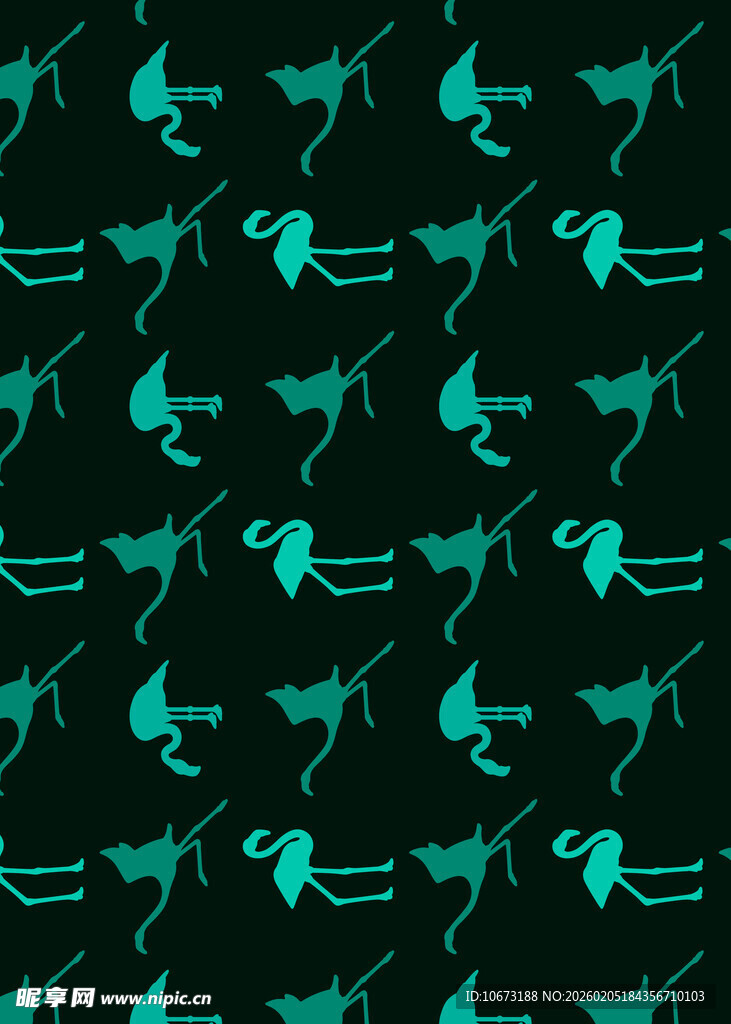 绿色飞鸟图案无缝背景