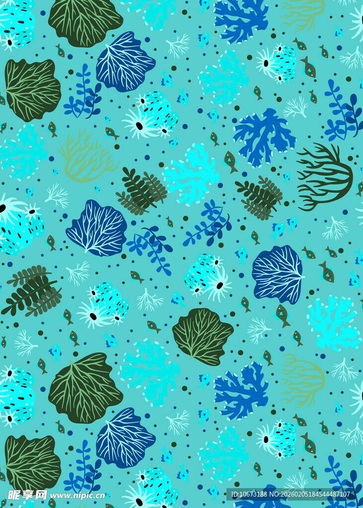 海洋风多彩海底生物图案