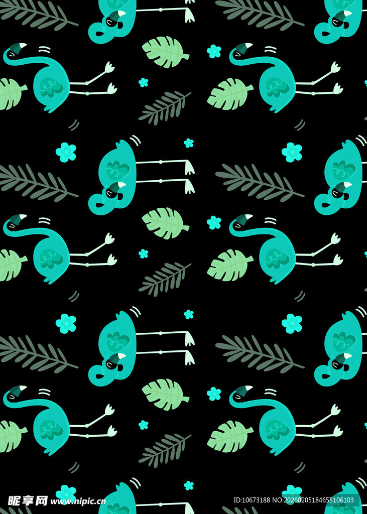 黑色底海洋生物图案纹理