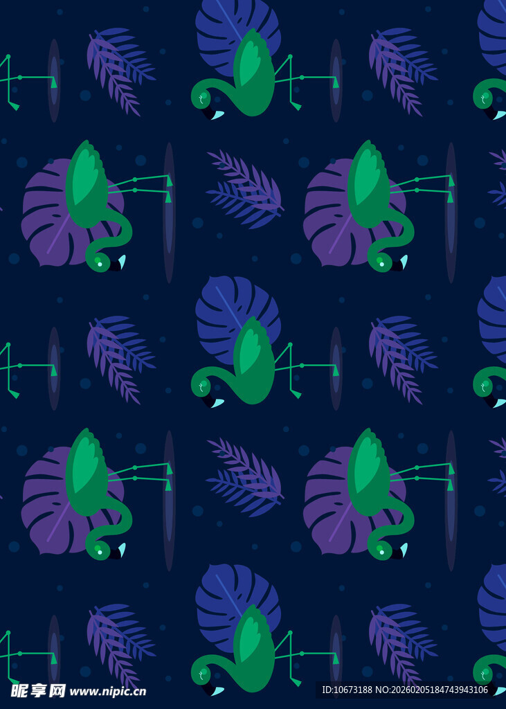 紫色背景的植物图案设计