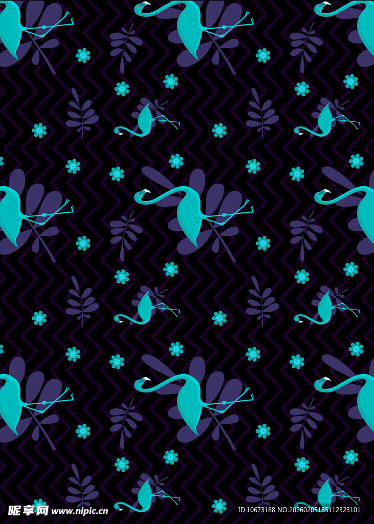 梦幻蓝紫蝴蝶花卉图案