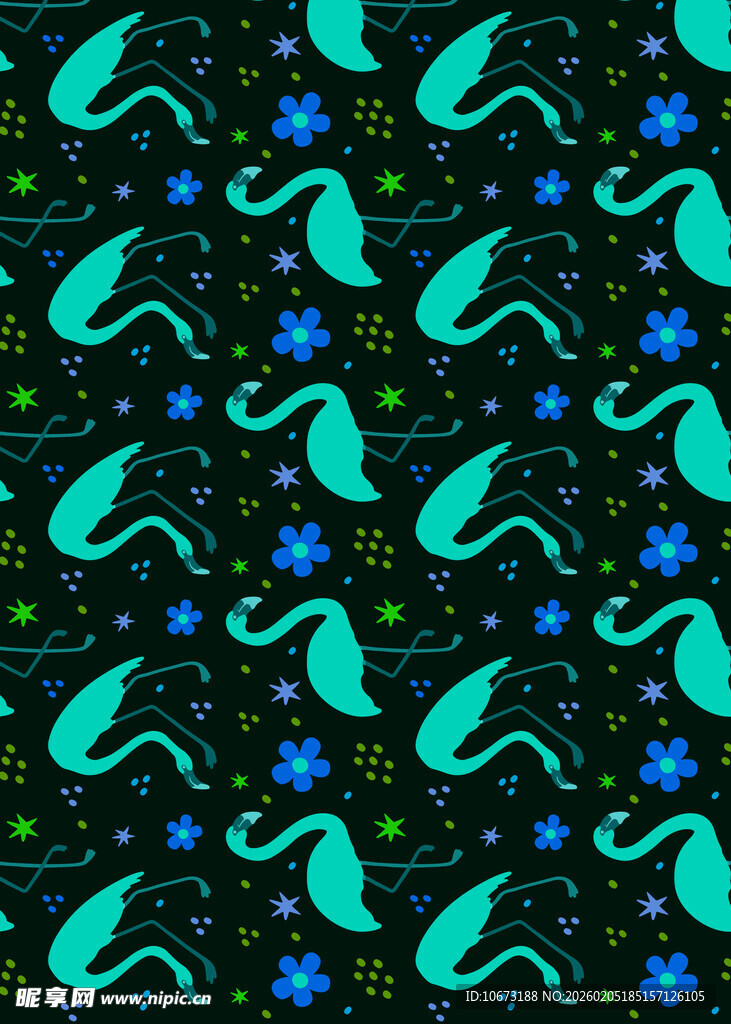 蓝绿花卉图案背景
