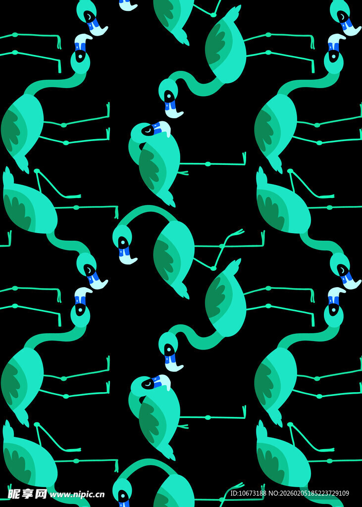 绿色火烈鸟图案背景