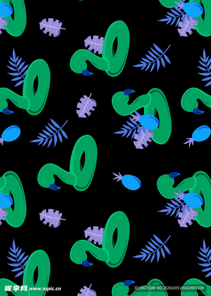 多彩植物图案无缝背景