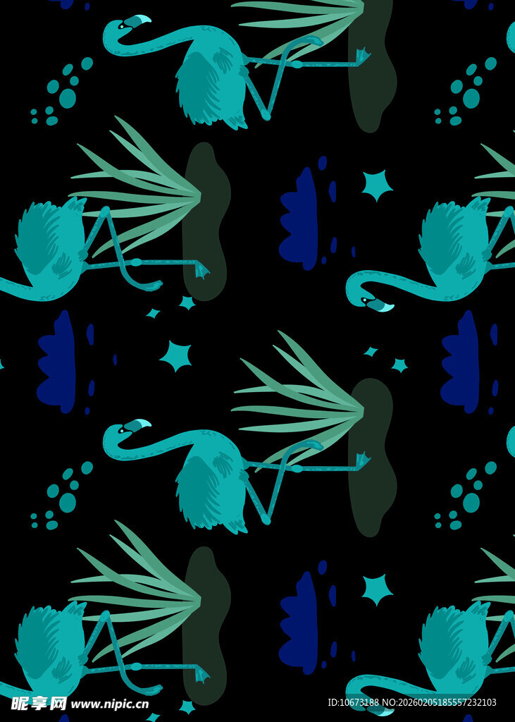 海洋生物植物无缝图案