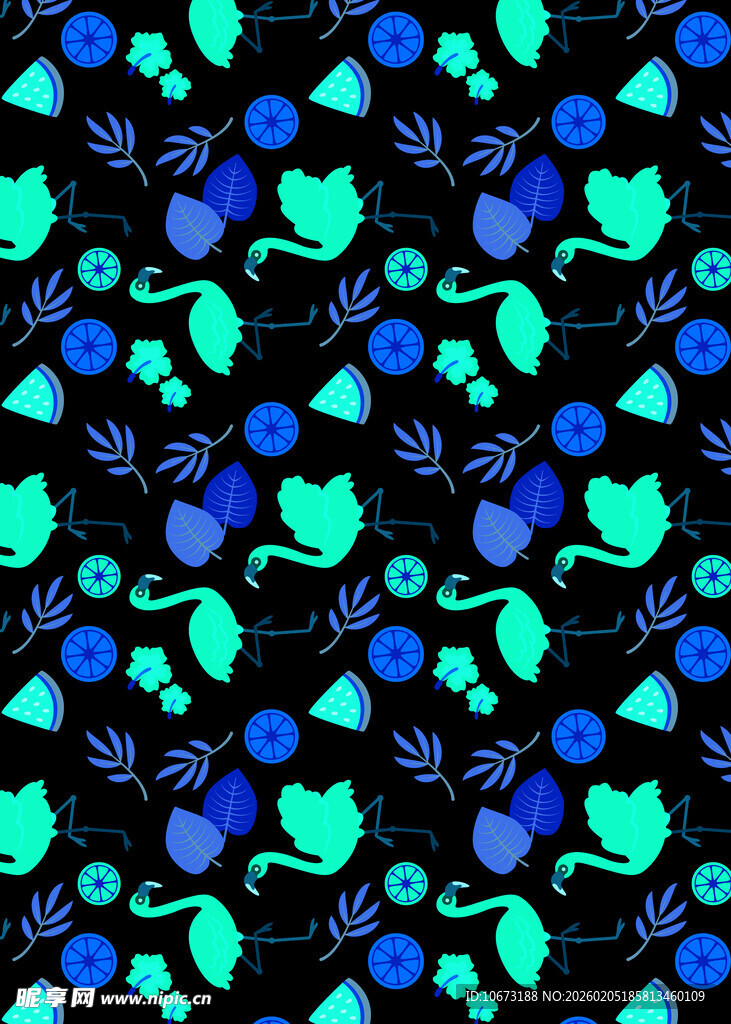 海洋生物图案的黑色背景图