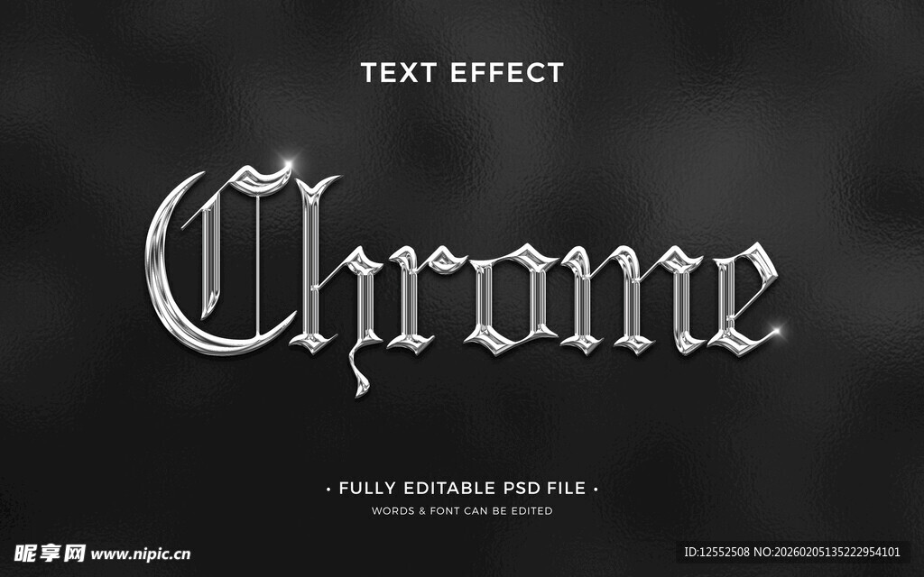 Chrome金属质感文字效果
